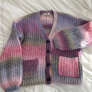 BB Dakota Knit Right In Cardigan Sweater Pastel Ombré M